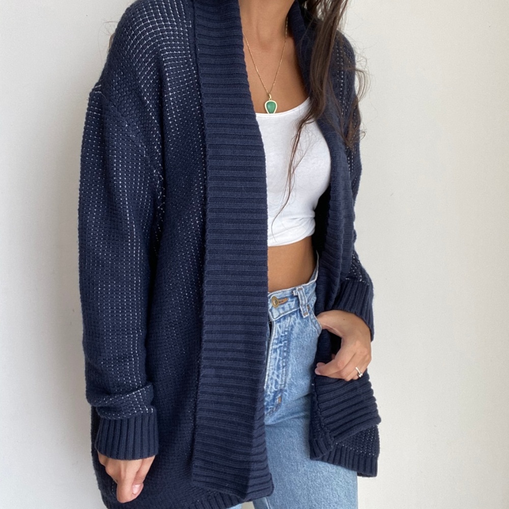 Market & Spruce navy blue cardigan - Picture 3 of 8